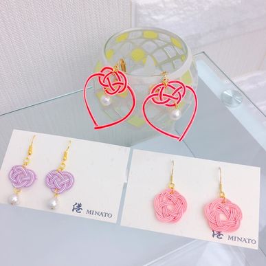 水引を使ったアクセサリー！！縁を結ぶお守りにも、大切なパートナーとのペアアクセサリー！！